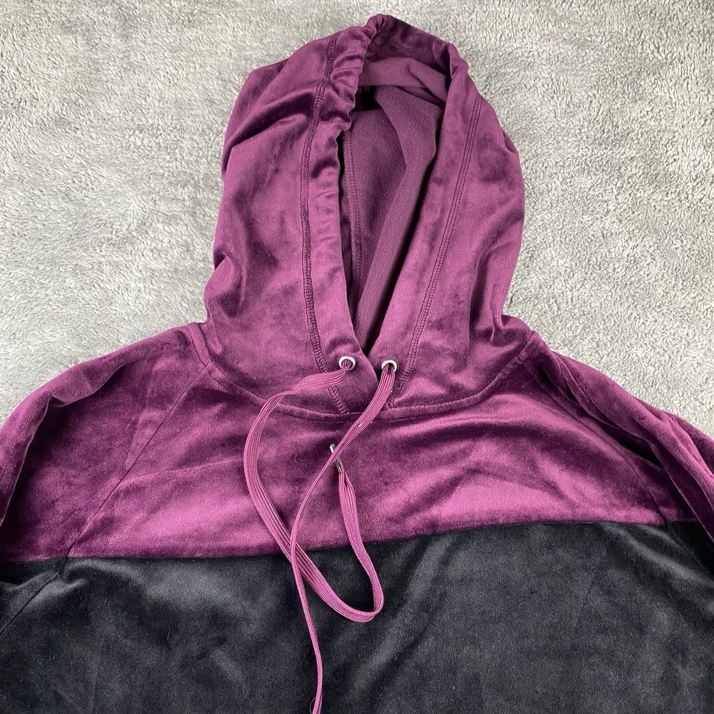Champion Elite Velour Hoodie Pullover Womens Small Purple Black Long Sleeve - Picture 3 of 16